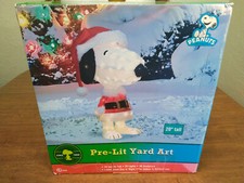 PEANUTS Pre-Lit Yard Art Christmas Holiday Santa Claus Snoopy Lights Rare 20 "