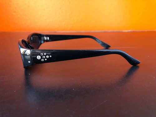 Vintage SUNglasses mid century cool chic steampunk mod gogo black rhinestones - Picture 3 of 12