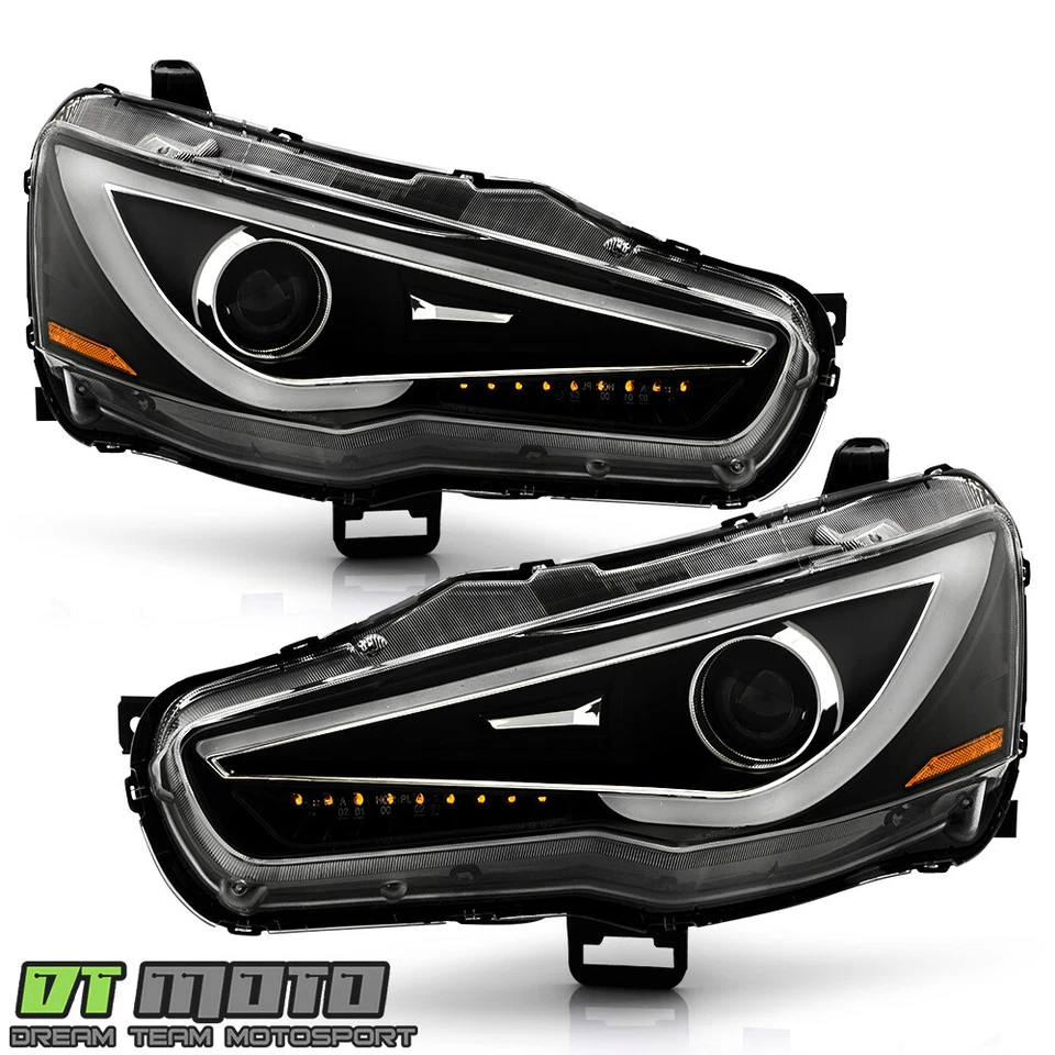 Faros proyectores secuenciales tubo LED halógeno para Mitsubishi Lancer 2008-2017 Foto 3 de 4