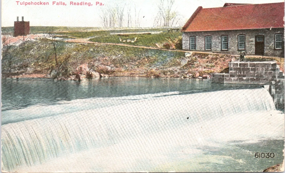 Tulpehocken Falls Reading Pa 1910 штампованная открытка плотина - Изображение 3 из 3