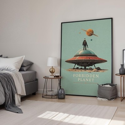 Forbidden Planet Art Minimal Movie Kunstdruck | Filmposter | Leinwand & gerahmt