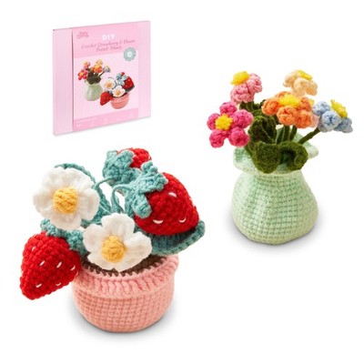 Crochet Kit for Beginners, Potted Strawberry Crochet, Amigurumi Kit with Vide...