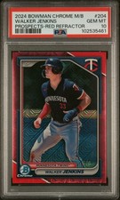 2024 BOWMAN MB CHROME PROSPECTS RED REFRACTOR #204 WALKER JENKINS 5/5 PSA 10