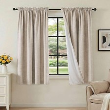 Linen Look 100 Blackout Curtains 54 Inches Long for Bedroom Full Light Blocking