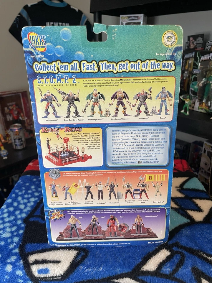 Jakks Pacific 1998 WWF S.T.O.M.P. Figura de acción 2 Owen Hart sellada en caja Foto 3 de 4