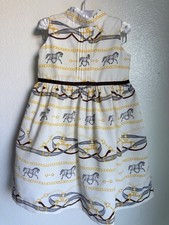 Janie and Jack Girls Equestrian Horse Print Ivory Sleeveless Dress Size 18-24 Mo