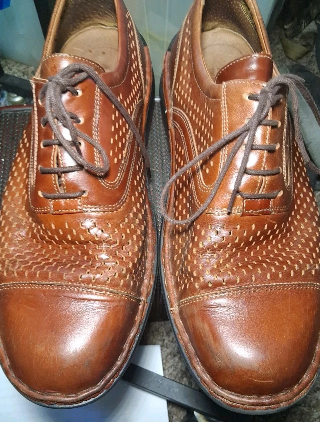 Josef Seibel Men's Lace Up Leather Comfort Shoes Tan Size 9-9. 5, EU 43