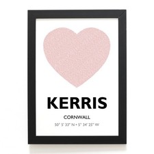 A3 PRINT - Kerris, Cornwall - Word Heart Design - SW4427
