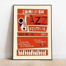 Edinburgh Jazz Festival Poster | Vintage Mid-Century Wall Art, Retro Music Print