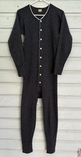 Antique VTG 1920s JC Penney Co Charcoal Wool Button Down Long Johns Underwear L