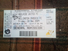ADELAIDE UNITED VS WELLINGTON PHOENIX 2009 AUSTRALIA A LEAGUE MATCH TICKET