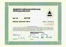 Agrippina Lebensversicherung 1978 Berlin Lloyd K&ouml;ln Z&uuml;rich Delbr&uuml;ck Leipzig 50 M
