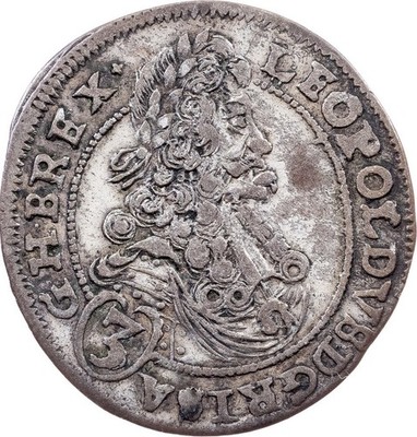 Habsburg Leopold I, 3 Kreuzer 1697, C HS,Pressburg