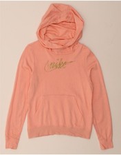 NIKE Womens Graphic Hoodie Jumper UK 6 XS Pink Polyester CH05