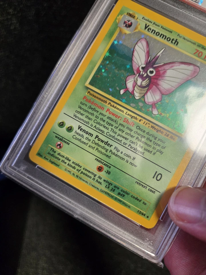 PSA 9 Mint Pokemon 1999 Unlimited Holo Venomoth Jungle No Symbol Error #13 Rare! - Image 4 of 4