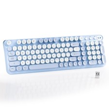 Bluetooth Wireless Retro Keyboard Colorful Round Keys Click Typing Blue