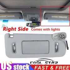 Gray Right Passenger Side Sun Visor W/ Light For Cadillac Chevrolet GMC 15-19