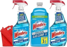 Windex  Glass-Cleaner, 2 Spray 23 fl oz each and 1 (2L) Refill
