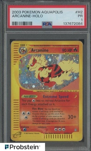 2003 Pokemon Aquapolis #H2 Arcanine Holo PSA 1 PR