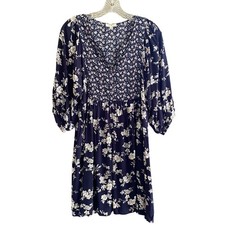 Umgee Women's Size Small Floral Boho Dress Navy Blue Cottage Core Granny