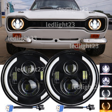 Pair Fit Ford Escort MK1 LED 7" Headlights High Low Beam Black LED HEADLIGHTS