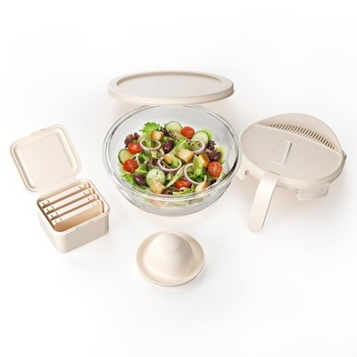 Salad Chopper Bowl Vegetable Food Kitchen 8.5 Cup Glass Easy Meal Prep