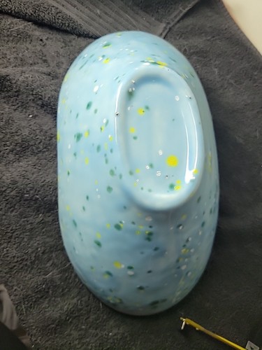 Retro Multicolored Blue Yellow And Green Candy/Fruit Dish 3x11 - Picture 4 of 7