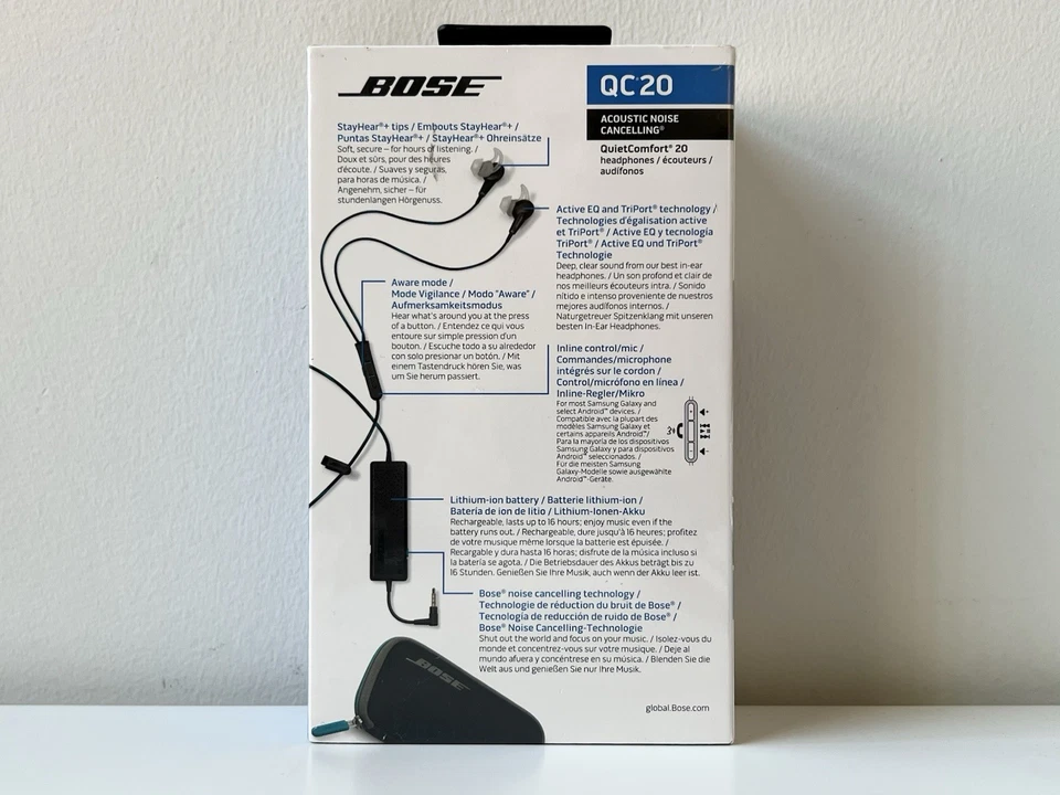 Bose QuietComfort 20 QC20 Headphones Black Noise Cancel Samsung Android SEALED - Image 3 of 4