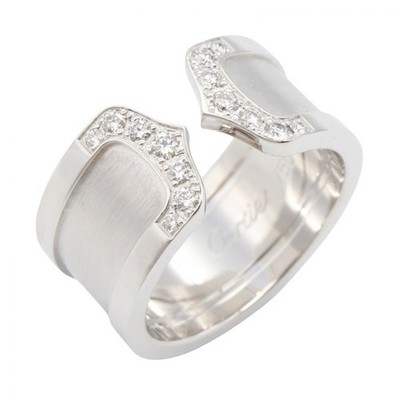 CARTIER C2 Ring Diamant 18 kWg Weißgold gebraucht Damen US-Größe 6,25 #53