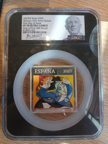 PICASSO WOMAN WITH RAISED ARMS SILVER 50€ EURO SPAIN 2023 NGC PF70UCAM