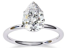 14K White Gold Lab Grown Diamond Engagement Ring For Women | 0.73 Cttw | Pear