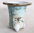 Orchidée japonaise OMOTO pot KYORAKU Moineau symbole porte-bonheur bleu φ4.1"...