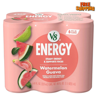 V8 Energy Watermelon Guava Energy Drink, 8 Fl Oz Can (6 Pack)-free shipping
