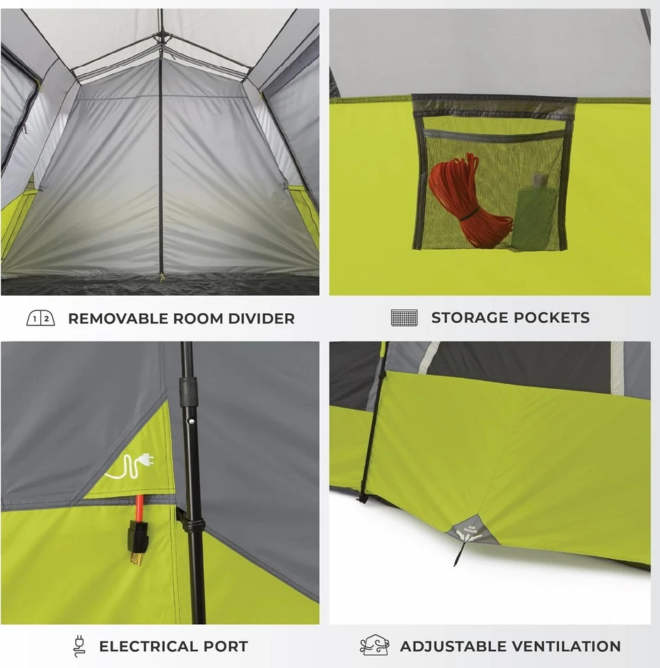 Core 10 Person Instant Cabin Tent - 14' x 9', Green - Image 4 of 4
