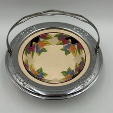VTG Umbertone Farberware Dish Bowl Leigh Potters Tulip Chrome Basket Art Deco