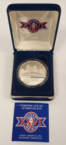 1992 NFL Super Bowl XXVI Proof Coin #3512 Medal 2 Troy Oz .999 Fine Silver Round