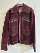 VINTAGE MONTURA BY CAMPUS LEATHER SUEDE TRUCKER JACKET ZIP UP MEDIUM 1980s