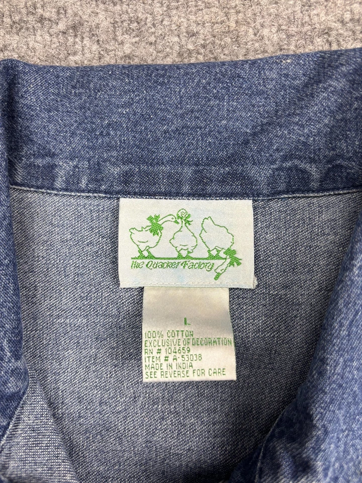 Quacker Factory Jacket Womens Large Blue Denim Sequin Cherry Embroidered Jean - Image 2 of 4