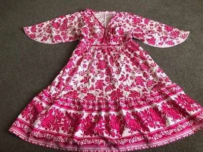 VESTIDO DE VERANO MUJER ROSA Y BLANCO FLOR SHEIN TALLA 12-14 - Imagen 1 de 3
