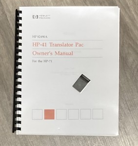 HP 71B Calculator: HP82490A HP-41 Translator Pac Module & Owner's Manual