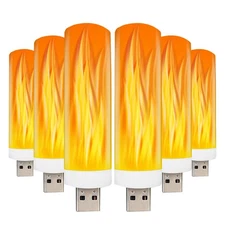 USB LED Flame Effect Light USB Flame Candle Bulb Flameless Tea Lights Candles...