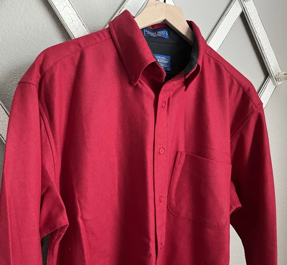 Pendleton Men's L Virgin Wool Fireside Shirt Long Sleeve Button Down - Red - Image 2 of 4