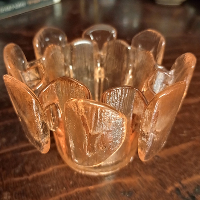 #ad MCM Vintage Pink Viking Finish Crown Ice Bowl Glass Votive Holder $24.00