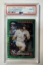 Jasson Dominguez 2024 Topps Chrome #89 Rookie Logofractor Green /99 PSA 10