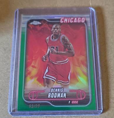 Topps Chrome 2009-10 Dennis Rodman Bulls #95 Green Parallel Serial /99