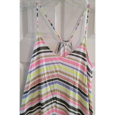 Old Navy Pastel Striped Maxi Dress Spaghetti Strap Racerback Sundress Medium