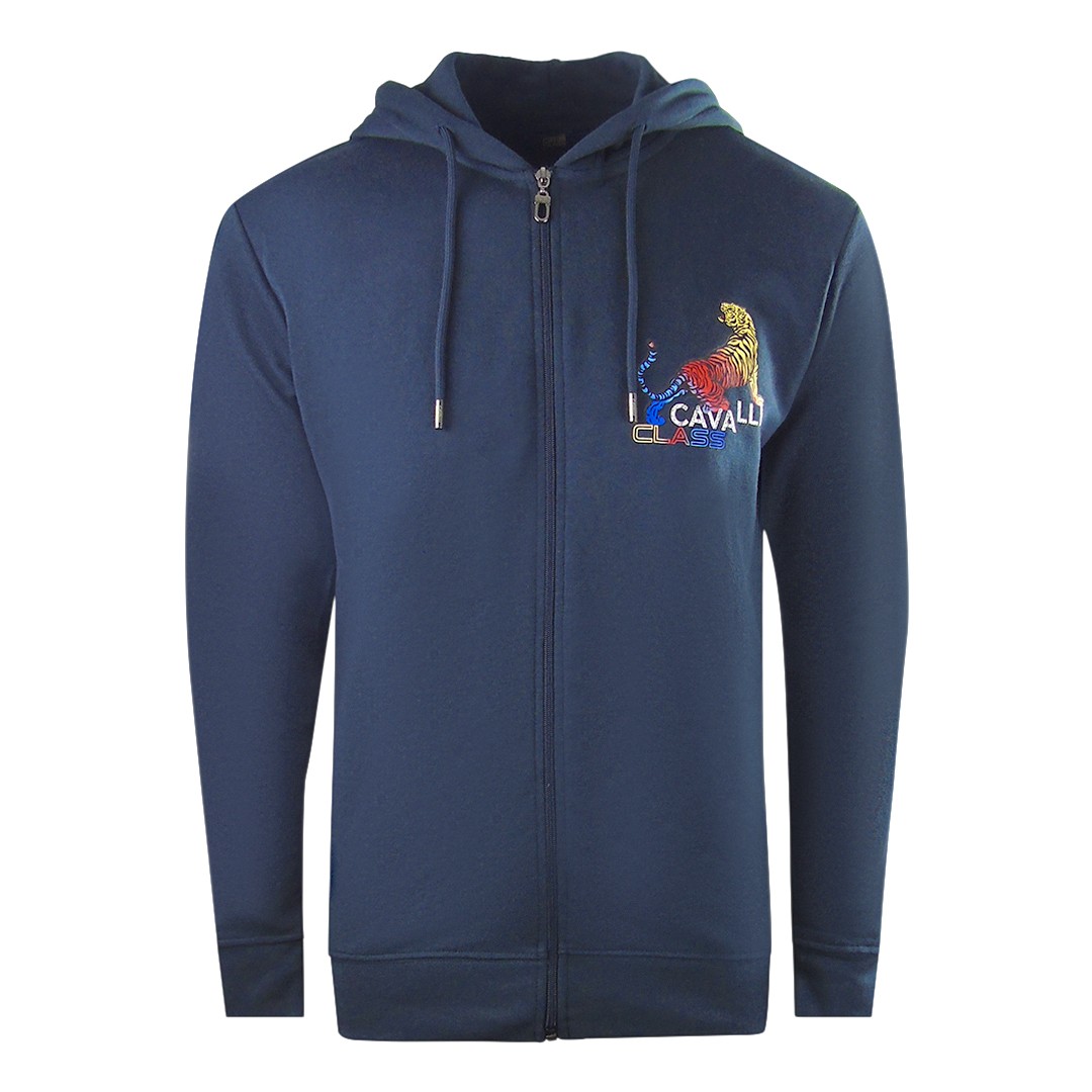 Темно-синяя толстовка на молнии с логотипом Cavalli Class Bold Tiger 29290₽