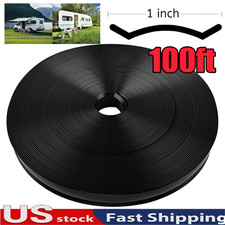 100FT Black Vinyl 1" Insert Molding Trim Screw Cover RV Camper Travel Trailer US