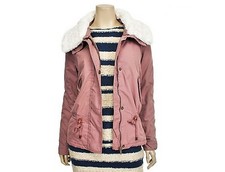 Jack&jill Womens Casual Fur Detailed Zip Up Jumper Jacket Indigo Pink Size M Nwt