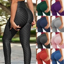 Women High Waist Yoga Pants Anti-Cellulite Leggings Sport Honeycomb Trousers GY1